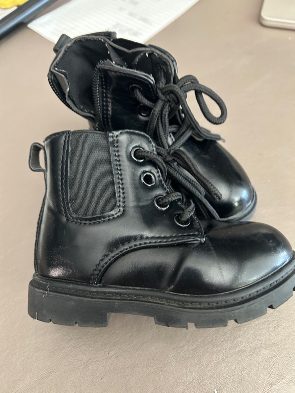 Kids Black Zip/Lace-Up Combat Style Boot by Comfy Kids